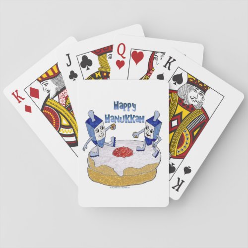 Judaica Happy Hanukkah Dancing Dreidels Doughnut Poker Cards