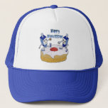 Judaica Happy Hanukkah Dancing Dreidels Doughnut Trucker Hat<br><div class="desc">You are viewing The Lee Hiller Designs Collection of Home and Office Decor,  Apparel,  Gifts and Collectibles. The Designs include Lee Hiller Photography and Mixed Media Digital Art Collection. You can view her Nature photography at http://HikeOurPlanet.com/ and follow her hiking blog within Hot Springs National Park.</div>