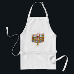 Judaica Happy Hanukkah Dreidel Menorah Adult Apron<br><div class="desc">You are viewing The Lee Hiller Designs Collection of Home and Office Decor,  Apparel,  Gifts and Collectibles. The Designs include Lee Hiller Photography and Mixed Media Digital Art Collection. You can view her Nature photography at http://HikeOurPlanet.com/ and follow her hiking blog within Hot Springs National Park.</div>