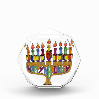 Judaica Happy Hanukkah Dreidel Menorah Award