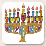 Judaica Happy Hanukkah Dreidel Menorah Coaster<br><div class="desc">You are viewing The Lee Hiller Designs Collection of Home and Office Decor,  Apparel,  Gifts and Collectibles. The Designs include Lee Hiller Photography and Mixed Media Digital Art Collection. You can view her Nature photography at http://HikeOurPlanet.com/ and follow her hiking blog within Hot Springs National Park.</div>