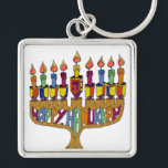 Judaica Happy Hanukkah Dreidel Menorah Keychain<br><div class="desc">You are viewing The Lee Hiller Designs Collection of Home and Office Decor,  Apparel,  Gifts and Collectibles. The Designs include Lee Hiller Photography and Mixed Media Digital Art Collection. You can view her Nature photography at http://HikeOurPlanet.com/ and follow her hiking blog within Hot Springs National Park.</div>