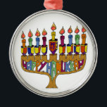 Judaica Happy Hanukkah Dreidel Menorah Metal Ornament<br><div class="desc">You are viewing The Lee Hiller Designs Collection of Home and Office Decor,  Apparel,  Gifts and Collectibles. The Designs include Lee Hiller Photography and Mixed Media Digital Art Collection. You can view her Nature photography at http://HikeOurPlanet.com/ and follow her hiking blog within Hot Springs National Park.</div>