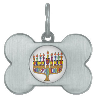 Judaica Happy Hanukkah Dreidel Menorah Pet ID Tag