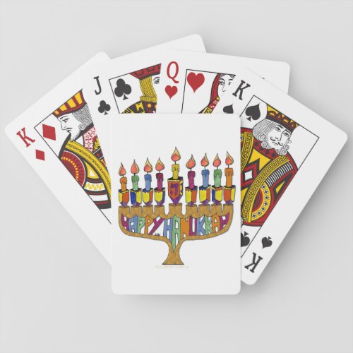 Judaica Happy Hanukkah Dreidel Menorah Playing Cards