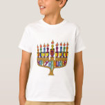 Judaica Happy Hanukkah Dreidel Menorah T-Shirt<br><div class="desc">You are viewing The Lee Hiller Designs Collection of Home and Office Decor,  Apparel,  Gifts and Collectibles. The Designs include Lee Hiller Photography and Mixed Media Digital Art Collection. You can view her Nature photography at http://HikeOurPlanet.com/ and follow her hiking blog within Hot Springs National Park.</div>