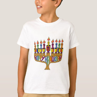 Judaica Happy Hanukkah Dreidel Menorah T-Shirt