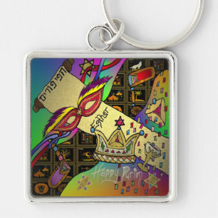 Judaica Happy Purim Jewish Holiday Gifts Apparel Keychain