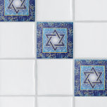 Judaica Jewish Star of David Ceramic Tile<br><div class="desc">Jewish Holidays Events Star of David Blue, Navy, and Gold Cocktail Ceramic Tile A designer ceramic tile featuring the Star of David in the center with touches of gold. A border of rich filigree surrounds the Star of David. A perfect gift for Jewish homes and Jewish weddings! Bat Mitzvah, Bar...</div>