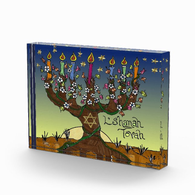 Judaica L'shanah Tovah Tree Of Life Acrylic Award (Right)