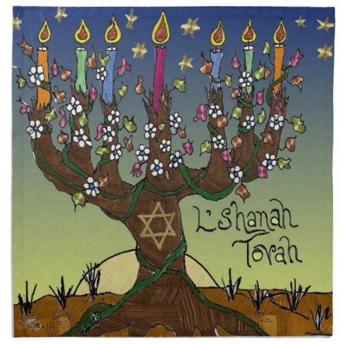 Judaica Lshanah Tovah Tree Of Life Dinner Napkin