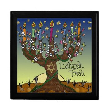 Judaica L'shanah Tovah Tree Of Life Tile Gift Box by leehillerloveadvice at Zazzle