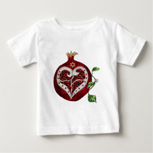 Judaica Pomegranate Heart Hanukkah Rosh Hashanah Baby T-Shirt