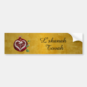 Judaica Pomegranate Heart Hanukkah Rosh Hashanah Bumper Sticker