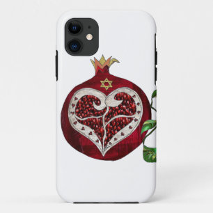 Judaica Pomegranate Heart Hanukkah Rosh Hashanah iPhone 11 Case