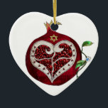 Judaica Pomegranate Heart Hanukkah Rosh Hashanah Ceramic Ornament<br><div class="desc">You are viewing The Lee Hiller Designs Collection of Home and Office Decor,  Apparel,  Gifts and Collectibles. The Designs include Lee Hiller Photography and Mixed Media Digital Art Collection. You can view her Nature photography at http://HikeOurPlanet.com/ and follow her hiking blog within Hot Springs National Park.</div>