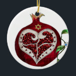 Judaica Pomegranate Heart Hanukkah Rosh Hashanah Ceramic Ornament<br><div class="desc">You are viewing The Lee Hiller Designs Collection of Home and Office Decor,  Apparel,  Gifts and Collectibles. The Designs include Lee Hiller Photography and Mixed Media Digital Art Collection. You can view her Nature photography at http://HikeOurPlanet.com/ and follow her hiking blog within Hot Springs National Park.</div>
