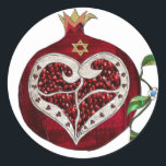 Judaica Pomegranate Heart Hanukkah Rosh Hashanah Classic Round Sticker<br><div class="desc">You are viewing The Lee Hiller Designs Collection of Home and Office Decor,  Apparel,  Gifts and Collectibles. The Designs include Lee Hiller Photography and Mixed Media Digital Art Collection. You can view her Nature photography at http://HikeOurPlanet.com/ and follow her hiking blog within Hot Springs National Park.</div>