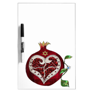 Judaica Pomegranate Heart Hanukkah Rosh Hashanah Dry Erase Board