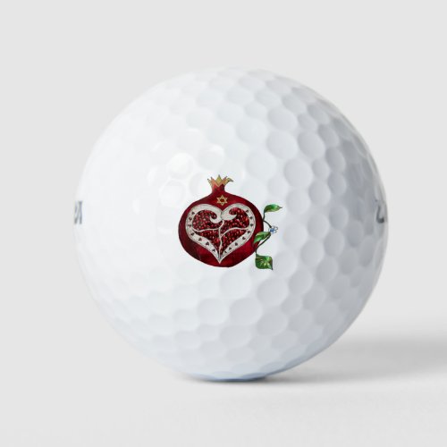Judaica Pomegranate Heart Hanukkah Rosh Hashanah Golf Balls