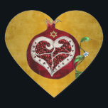 Judaica Pomegranate Heart Hanukkah Rosh Hashanah Heart Sticker<br><div class="desc">Party and gift supplies for Hanukkah and Rosh Hashanah You are viewing The Lee Hiller Photography Art and Designs Collection of Home and Office Decor, Apparel, Gifts and Collectibles. The Designs include Lee Hiller Photography and Mixed Media Digital Art Collection. You can view her Nature photography at http://HikeOurPlanet.com/ and follow...</div>