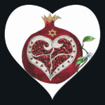 Judaica Pomegranate Heart Hanukkah Rosh Hashanah Heart Sticker<br><div class="desc">You are viewing The Lee Hiller Designs Collection of Home and Office Decor,  Apparel,  Gifts and Collectibles. The Designs include Lee Hiller Photography and Mixed Media Digital Art Collection. You can view her Nature photography at http://HikeOurPlanet.com/ and follow her hiking blog within Hot Springs National Park.</div>