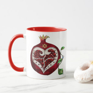 Judaica Pomegranate Heart Hanukkah Rosh Hashanah Mug