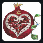 Judaica Pomegranate Heart Hanukkah Rosh Hashanah Square Sticker<br><div class="desc">Party and gift supplies for Hanukkah and Rosh Hashanah You are viewing The Lee Hiller Photography Art and Designs Collection of Home and Office Decor, Apparel, Gifts and Collectibles. The Designs include Lee Hiller Photography and Mixed Media Digital Art Collection. You can view her Nature photography at http://HikeOurPlanet.com/ and follow...</div>