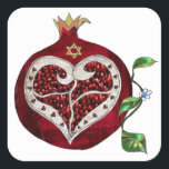 Judaica Pomegranate Heart Hanukkah Rosh Hashanah Square Sticker<br><div class="desc">Party and gift supplies for Hanukkah and Rosh Hashanah You are viewing The Lee Hiller Photography Art and Designs Collection of Home and Office Decor, Apparel, Gifts and Collectibles. The Designs include Lee Hiller Photography and Mixed Media Digital Art Collection. You can view her Nature photography at http://HikeOurPlanet.com/ and follow...</div>