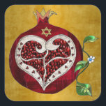 Judaica Pomegranate Heart Hanukkah Rosh Hashanah Square Sticker<br><div class="desc">Party and gift supplies for Hanukkah and Rosh Hashanah You are viewing The Lee Hiller Photography Art and Designs Collection of Home and Office Decor, Apparel, Gifts and Collectibles. The Designs include Lee Hiller Photography and Mixed Media Digital Art Collection. You can view her Nature photography at http://HikeOurPlanet.com/ and follow...</div>
