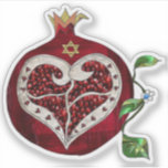 Judaica Pomegranate Heart Hanukkah Rosh Hashanah Sticker<br><div class="desc">You are viewing The Lee Hiller Designs Collection of Home and Office Decor,  Apparel,  Gifts and Collectibles. The Designs include Lee Hiller Photography and Mixed Media Digital Art Collection. You can view her Nature photography at http://HikeOurPlanet.com/ and follow her hiking blog within Hot Springs National Park.</div>