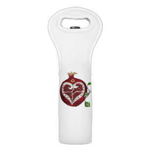 Judaica Pomegranate Heart Hanukkah Rosh Hashanah Wine Bag