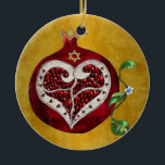 judaica,pomegranate,pomegranate heart,hanukkah,lee ceramic ornament<br><div class="desc">You are viewing The Lee Hiller Photography Art and Designs Collection of Home and Office Decor,  Apparel,  Gifts and Collectibles. The Designs include Lee Hiller Photography and Mixed Media Digital Art Collection. You can view her Nature photography at http://HikeOurPlanet.com/ and follow her hiking blog within Hot Springs National Park.</div>
