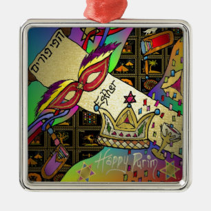 Judaica Purim Esther Celebration Art Print Metal Ornament