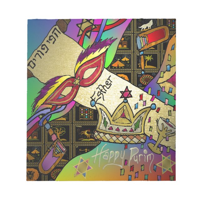 Judaica Purim Esther Celebration Art Print Notepad (Front)