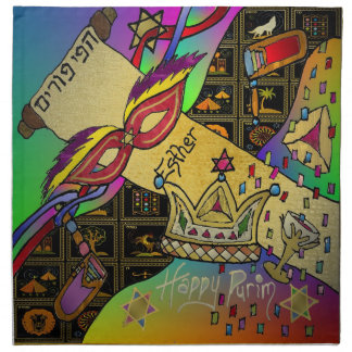 Judaica Purim Esther Celebration Dark Art Print Cloth Napkin