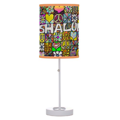 Judaica Retro 60s Psychedelic Shalom LOVE Table Lamp