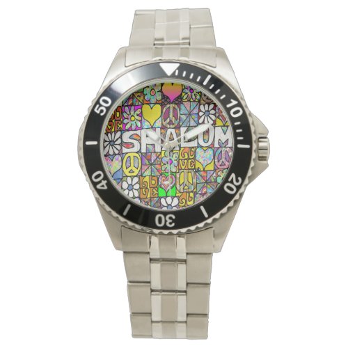 Judaica Retro 60s Psychedelic Shalom LOVE Watch