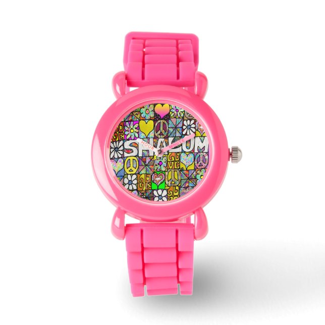 Judaica Retro 60s Psychedelic Shalom LOVE Watch (Front)
