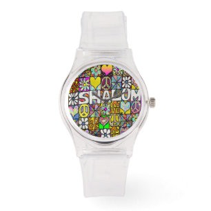 Judaica Retro 60s Psychedelic Shalom LOVE Watch