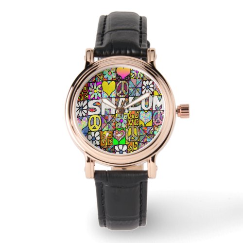 Judaica Retro 60s Psychedelic Shalom Watch