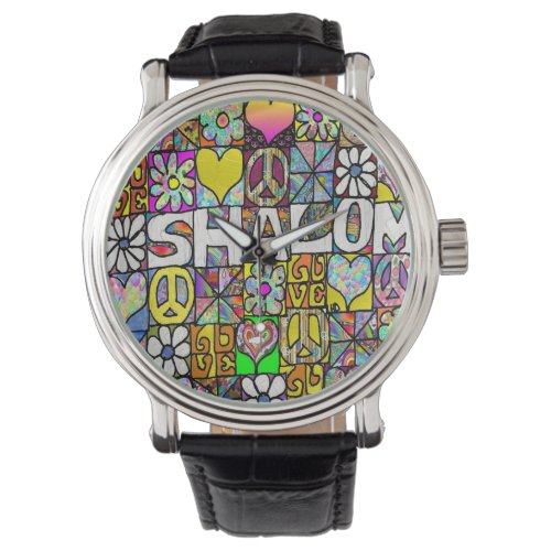 Judaica Retro 60s Psychedelic Shalom Watch