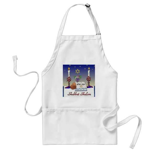 Judaica Shabbat Shalom Art Print Adult Apron (Front)