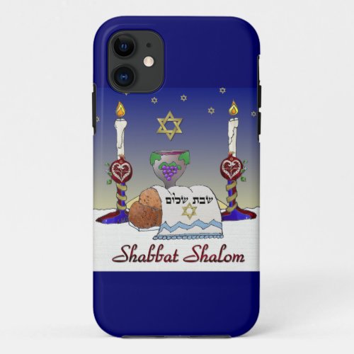 Judaica Shabbat Shalom Art Print iPhone 11 Case