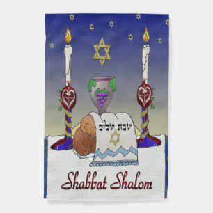 Judaica Shabbat Shalom Art Print Garden Flag