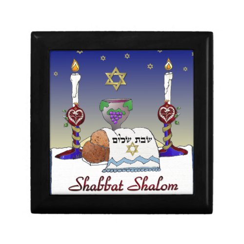 Judaica Shabbat Shalom Art Print Jewelry Box