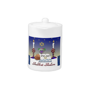 Judaica Shabbat Shalom Art Print Teapot