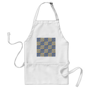 Judaica Star Of David Metal Gold Blue Adult Apron