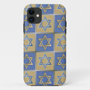 Judaica Star Of David Metal Gold Blue iPhone 11 Case