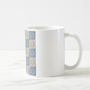 Judaica Star Of David Metal Gold Blue Coffee Mug